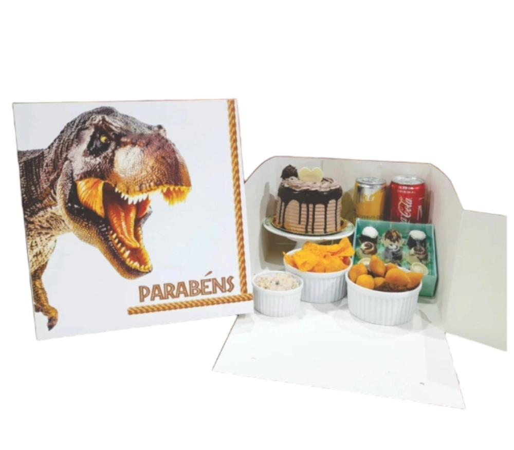 1 Caixa para Festa na Caixa ou Bolo - 27x27x16 - DINOSSAURO