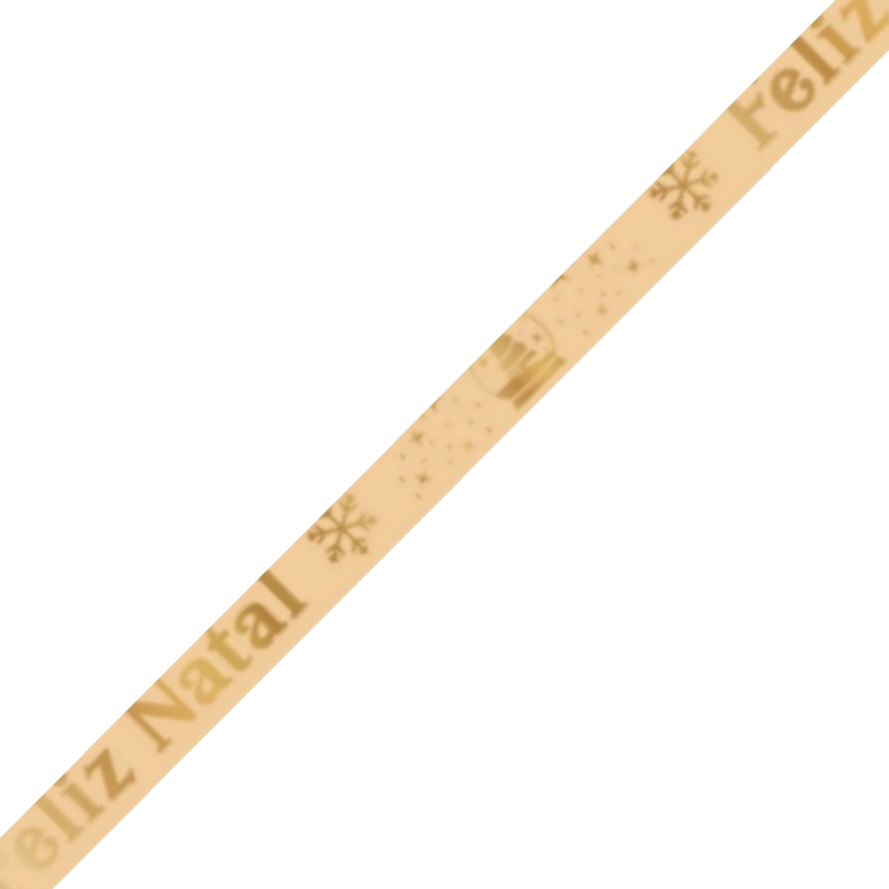 1 Fita de cetim 15mm - Feliz Natal  - Dourado
