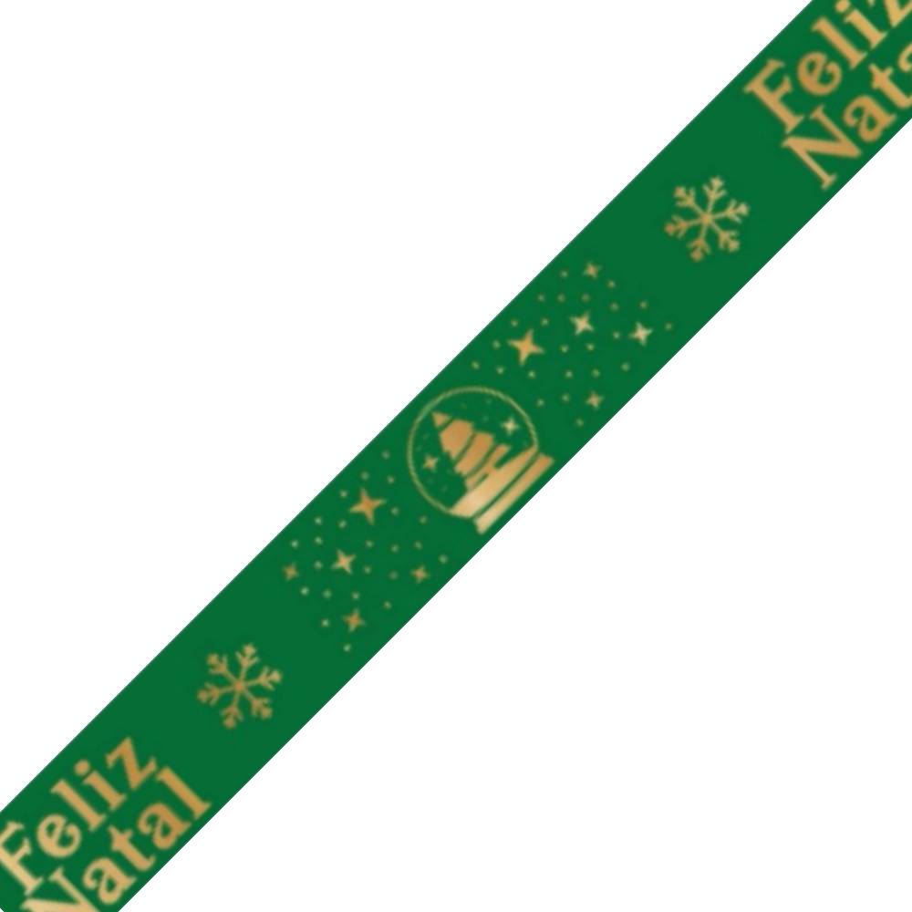 1 Fita de cetim 22mm - Feliz Natal  - Verde