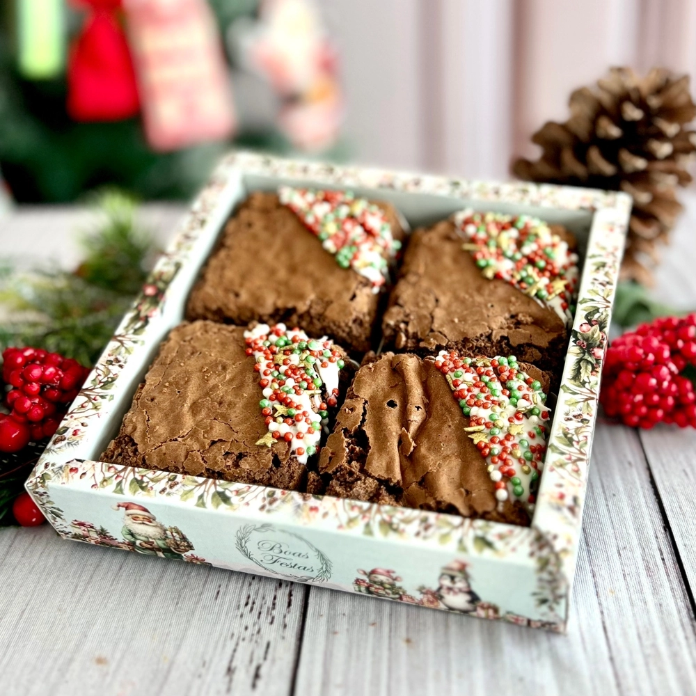 10 Caixa para 4 Brownies - Coleção Natal Fascinante