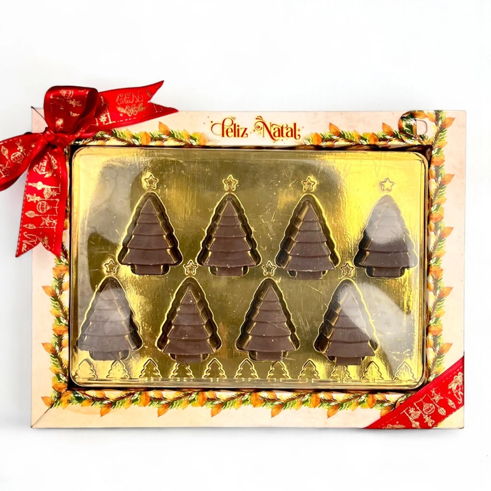 10 Caixas  com 8 bombons mini árvore-Coleção Vila do Noel -Natal 2025