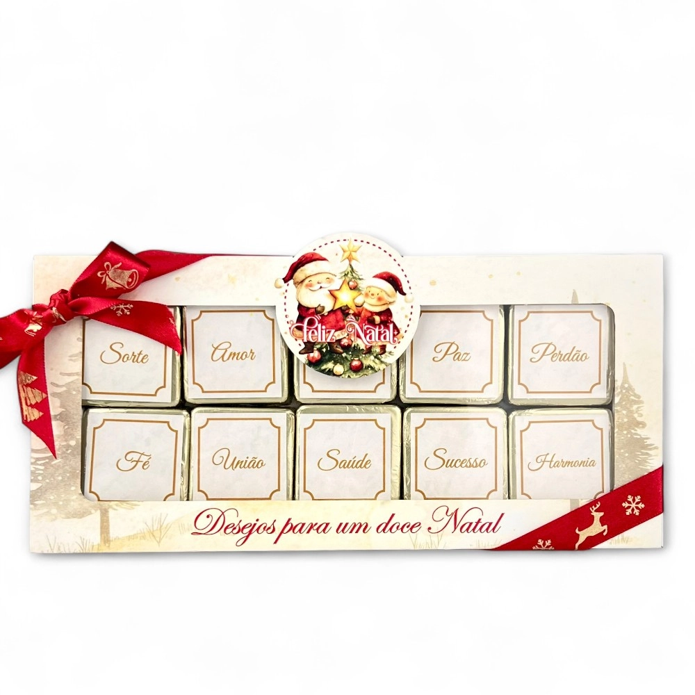10 Caixas Desejos com 10 chocolates - Coleção Vila do Noel-Natal 2025