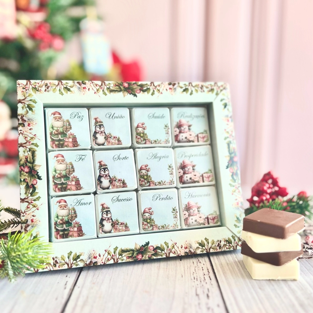 10 Caixas Desejos com 12 chocolates - Coleção Natal Fascinante