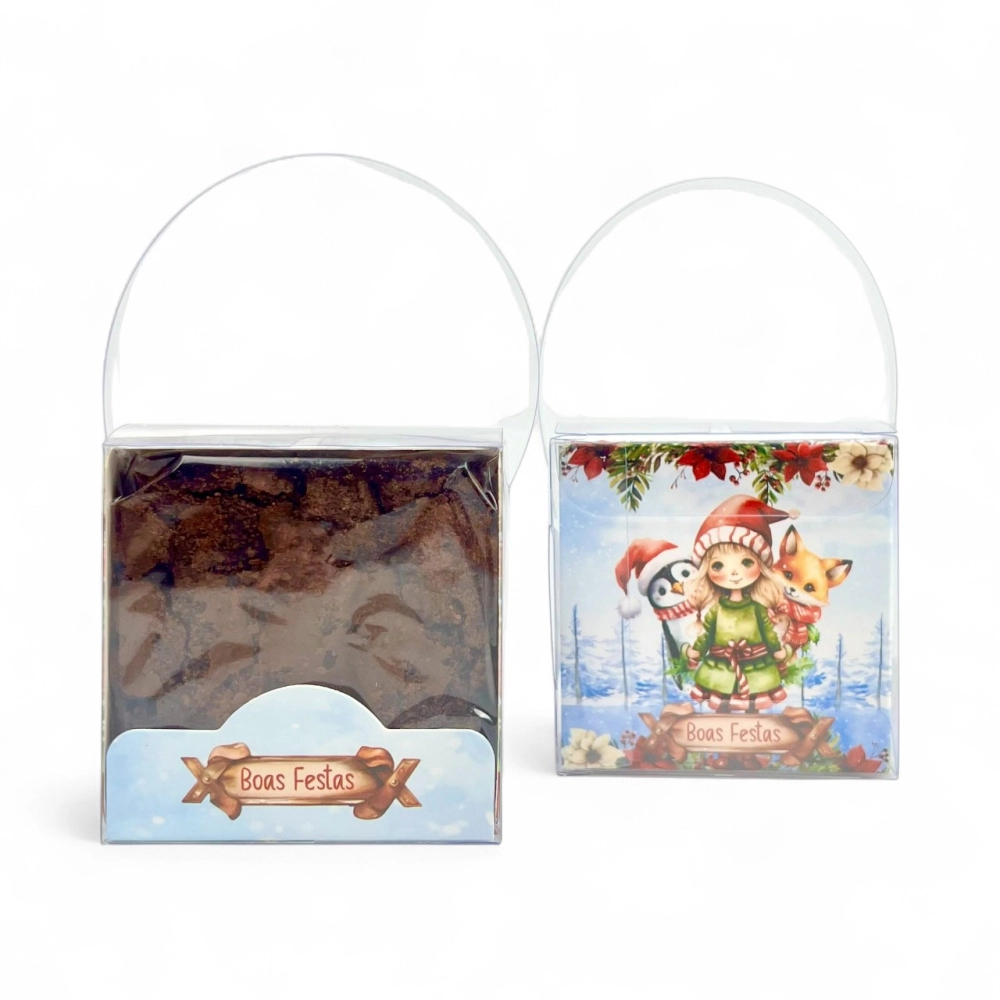 10 Caixas em PVC para 1 Brownie ou Pão de Mel - Coleção A Magia do Natal - Natal 2025