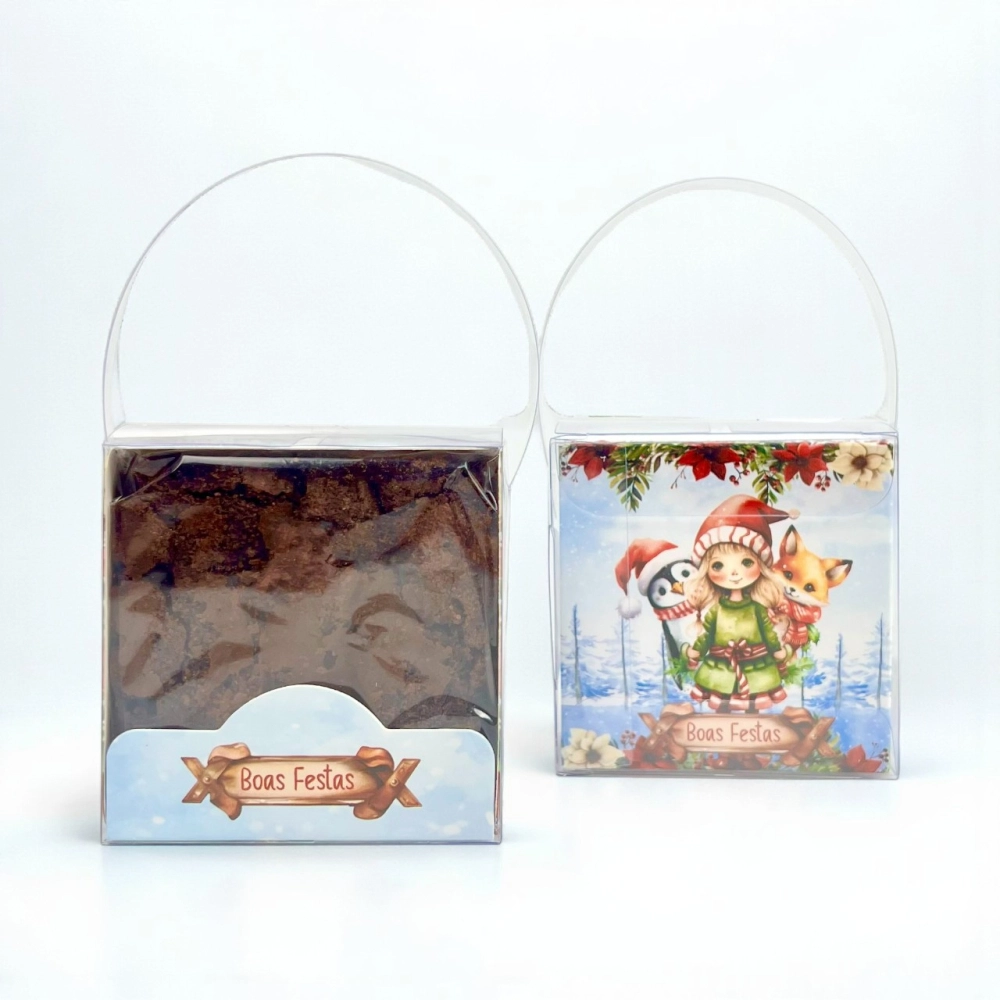 10 Caixas em PVC para 1 Brownie ou Pão de Mel - Coleção A Magia do Natal - Natal 2025