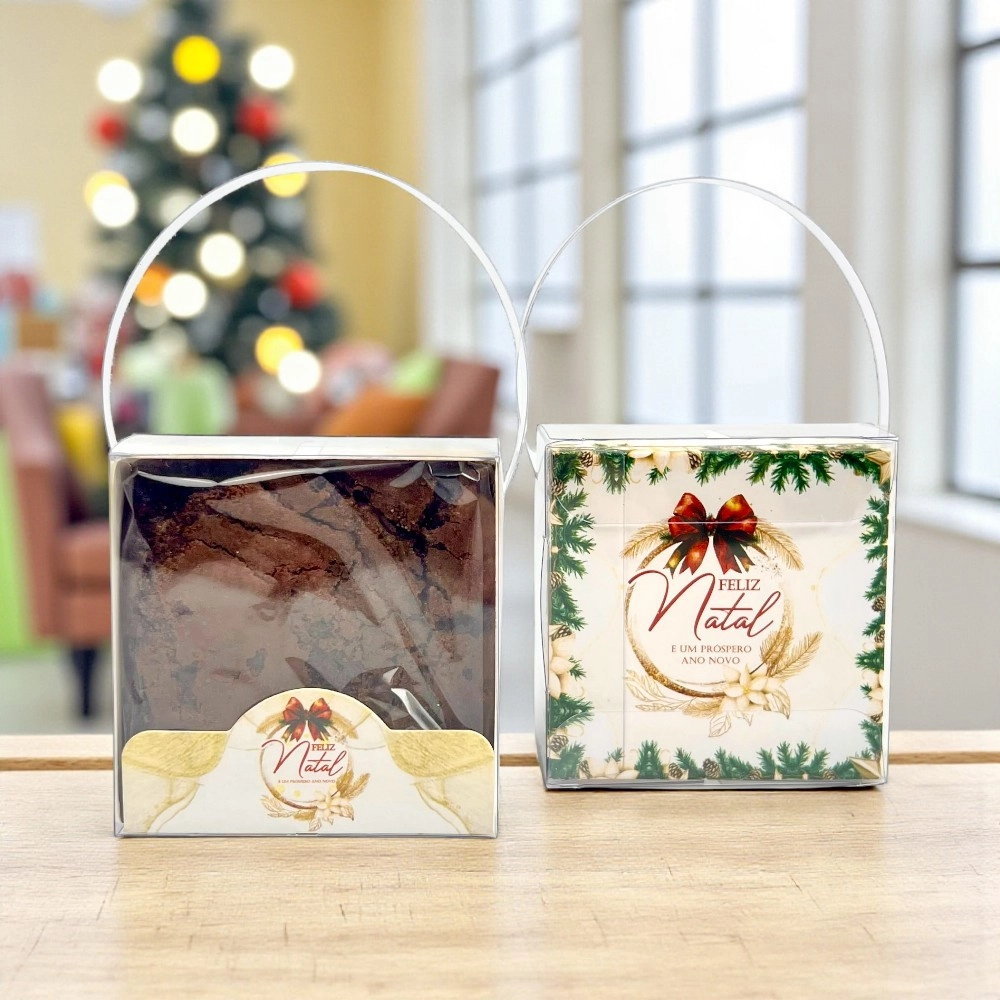 10 Caixas em PVC para 1 Brownie ou Pão de Mel - Coleção Natal em Poesia - Natal 2025