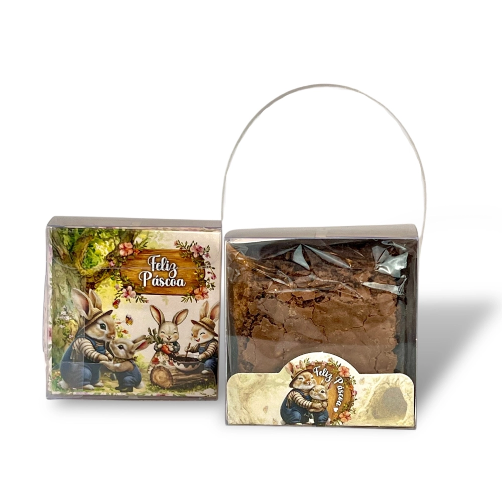 10 Caixas em PVC para 1 Brownie ou Pão de Mel - Coleção Páscoa da Colheita