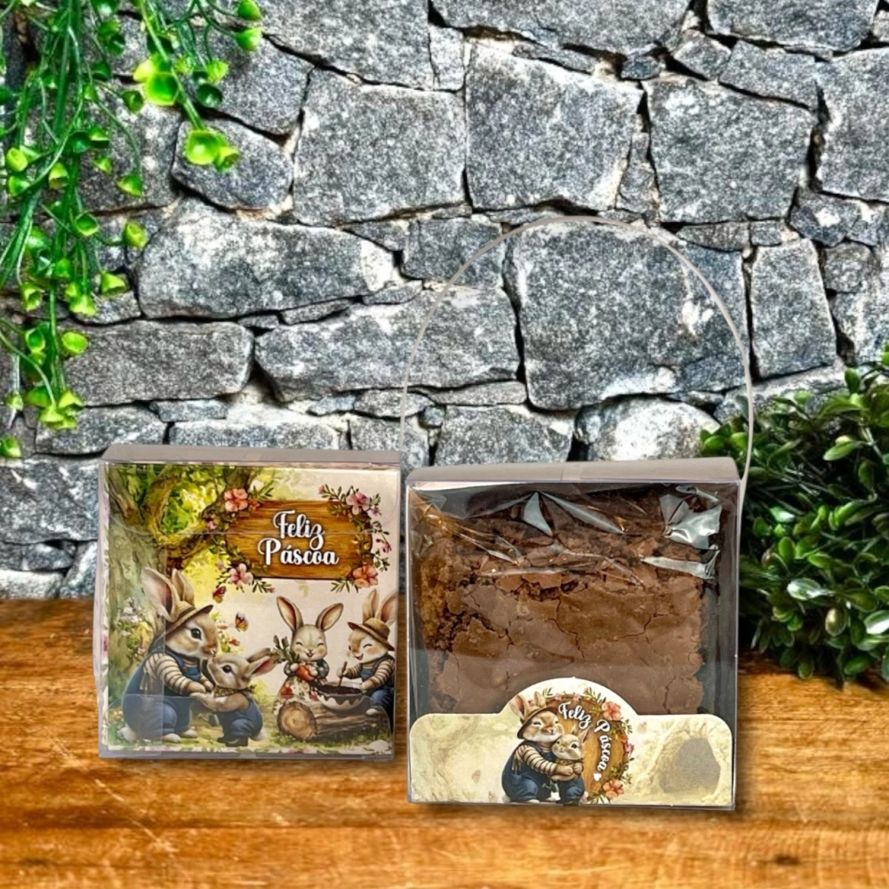 10 Caixas em PVC para 1 Brownie ou Pão de Mel - Coleção Páscoa da Colheita