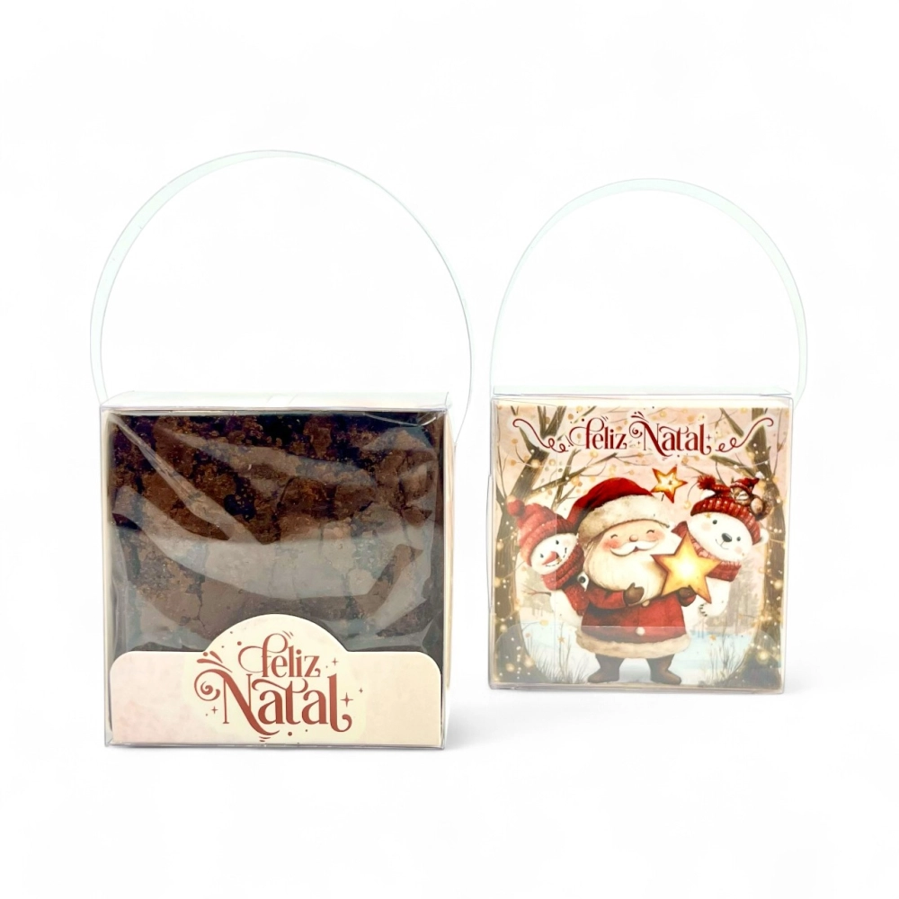 10 Caixas em PVC para 1 Brownie ou Pão de Mel - Coleção Vila do Noel - Natal 2025