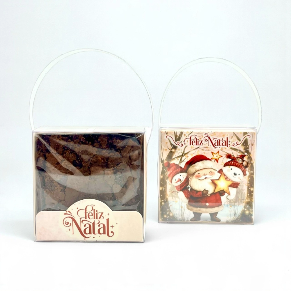 10 Caixas em PVC para 1 Brownie ou Pão de Mel - Coleção Vila do Noel - Natal 2025