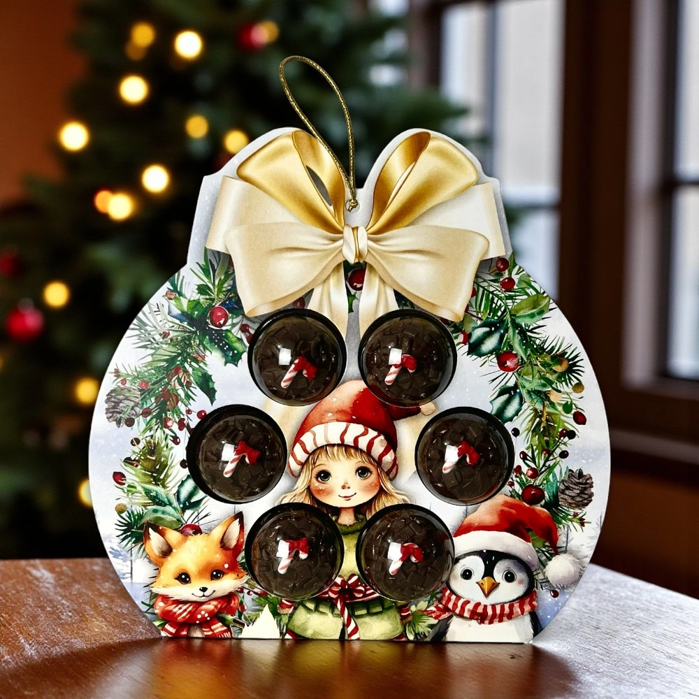 10 Caixas Guirlandas p/ 6 brigadeiros - Coleção A Magia do Natal-Natal 2025