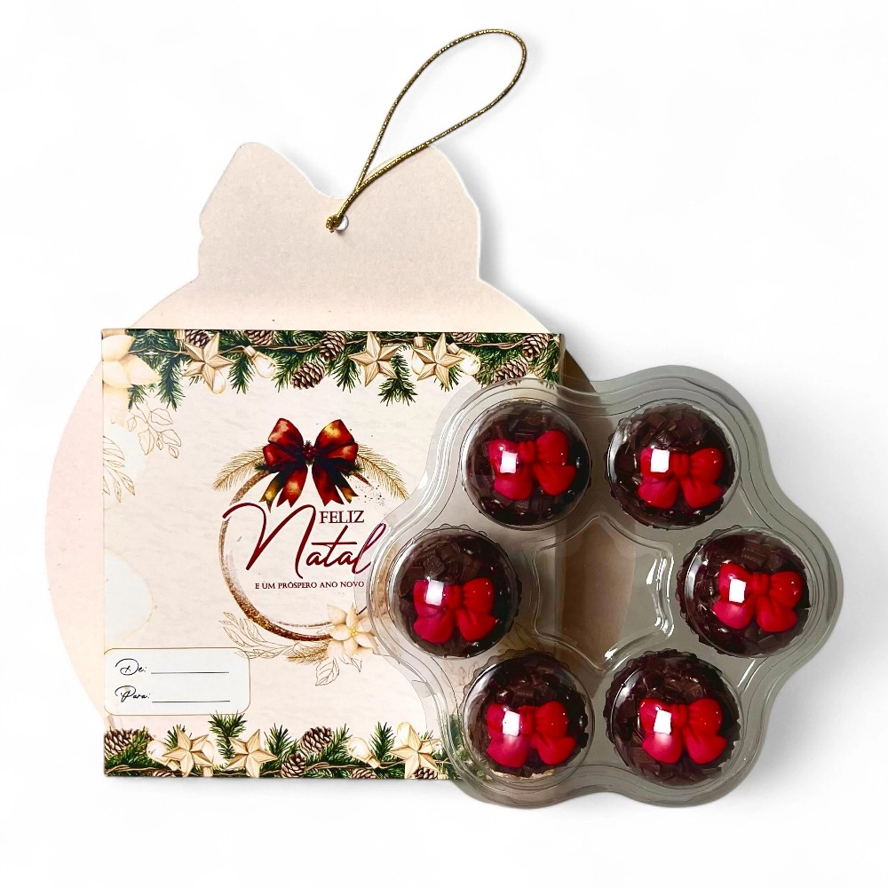 10 Caixas Guirlandas p/ 6 brigadeiros - Coleção  Natal em Poesia - Natal 2025