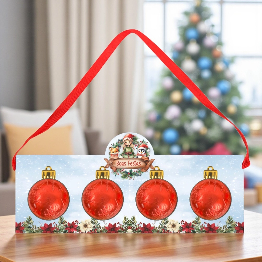 10 Caixas p/ 4 Bolinhas de Trufas - Coleção A Magia do Natal - Natal 2025