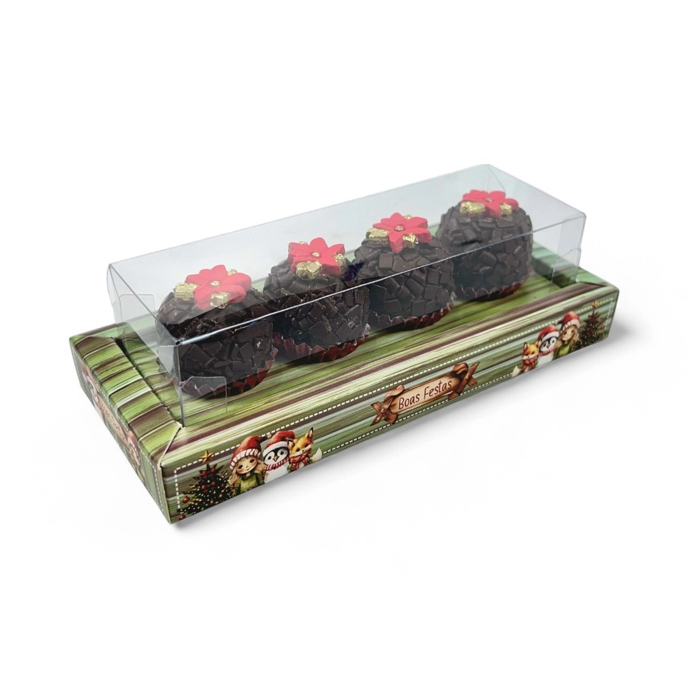 10 Caixas p/ 4 brigadeiros - Coleção A Magia do Natal - Natal 2025