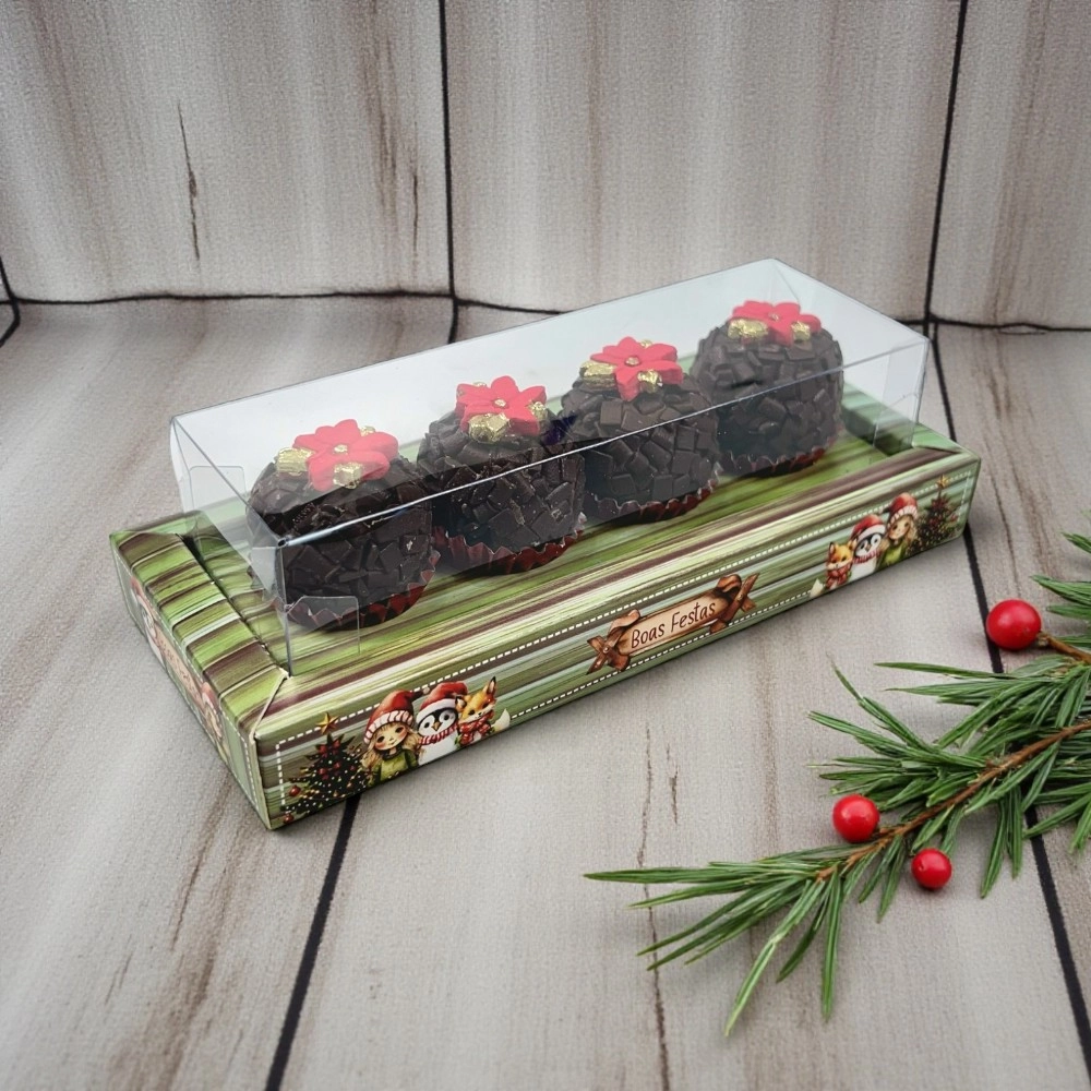 10 Caixas p/ 4 brigadeiros - Coleção A Magia do Natal - Natal 2025