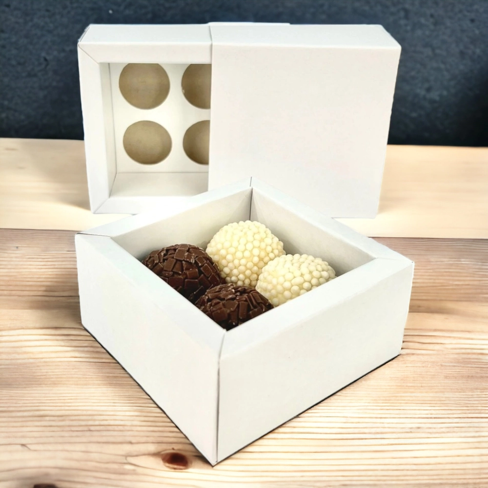 10 Caixas p/ 4 brigadeiros LUXO