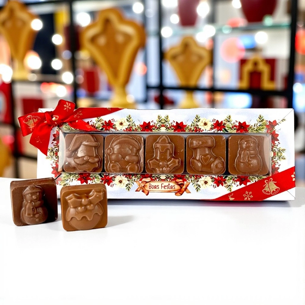 10 Caixas p/ 5 Bombons Choco Natalino- Coleção A Magia do Natal - Natal 2025