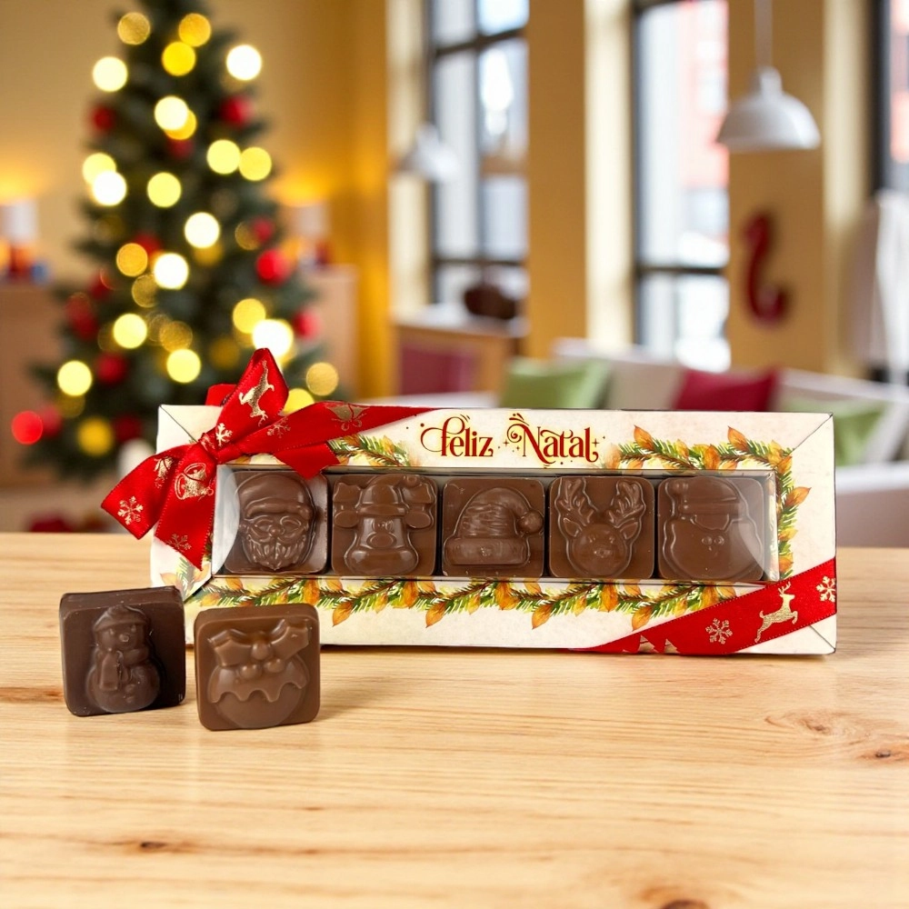 10 Caixas p/ 5 Bombons Choco Natalino- Coleção Vila do Noel - Natal 2025