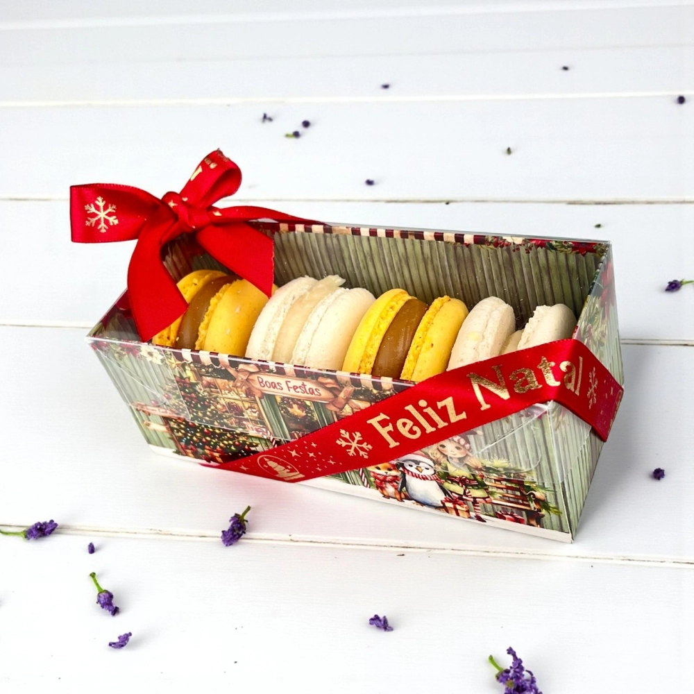 10 Caixas p 5/ macarons - Pequena - Coleção A Magia do Natal-Natal 2025