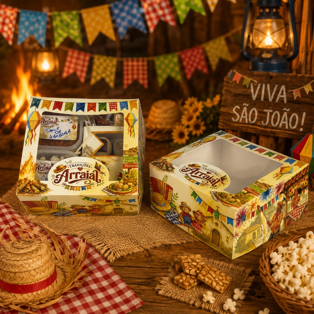 10 Caixas para 4 potinhos ou mini Kit - ARRAIAL