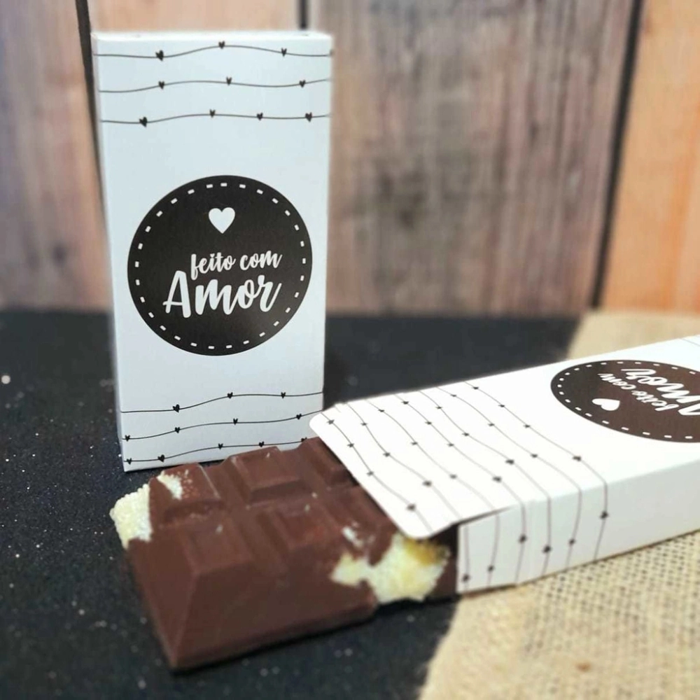 10 Caixas para Barra de Chocolate - Coleção FEITO COM AMOR