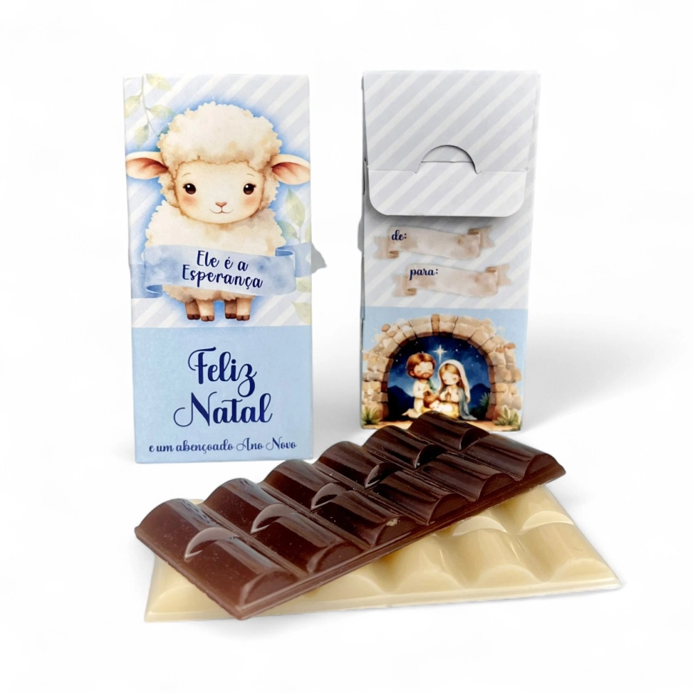 10 Caixas para Barra de chocolate tipo Suflair - Coleção Cristã Cordeiro - Natal 2025