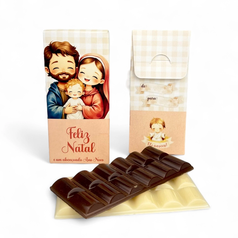 10 Caixas para Barra de chocolate tipo Suflair - Coleção Cristã - Sagrada Família - Natal 2025
