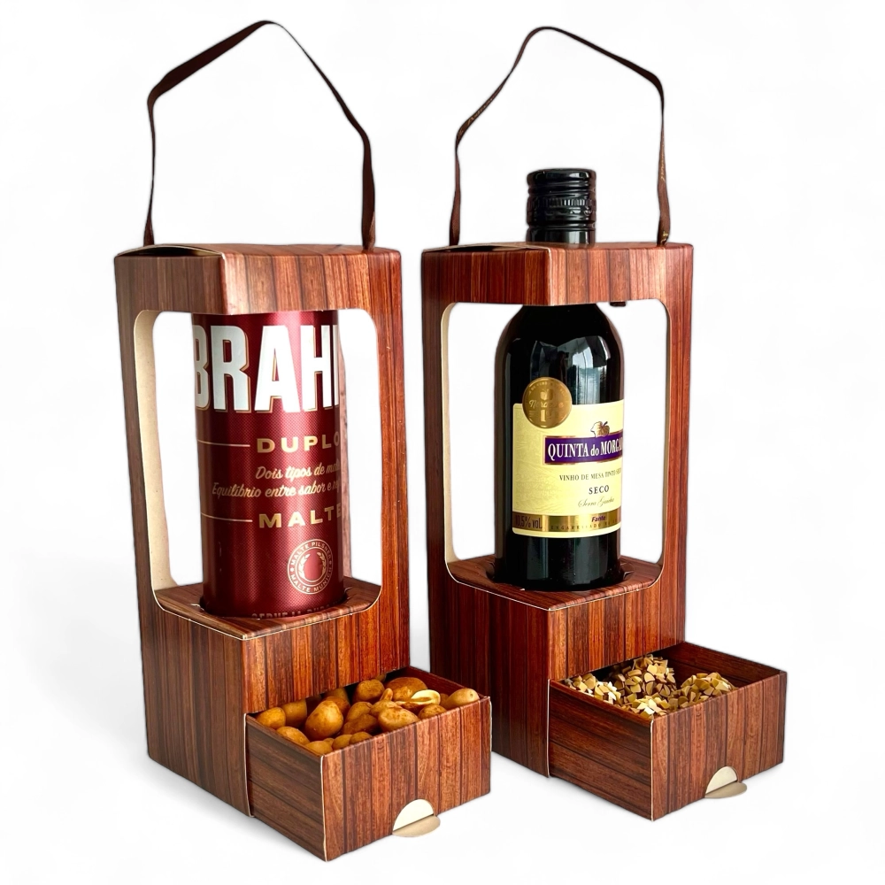 10 Caixas para Garrafa + Gaveta - Coleção Wood