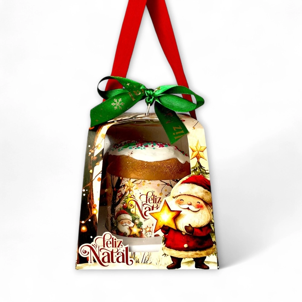 10 Caixas para Panetone de 100g com alça - Coleção Vila do Noel - Natal 2025