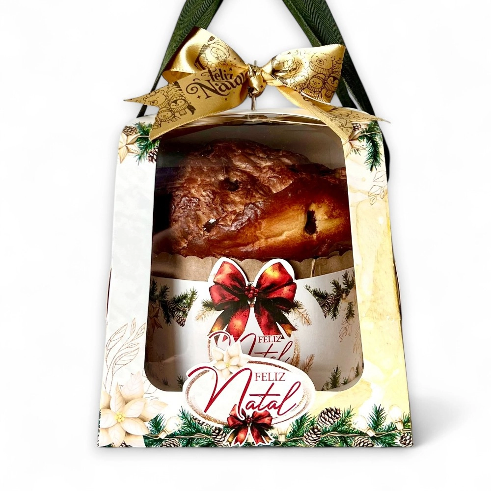 10 Caixas para Panetone de 500g com alça - Coleção Natal em Poesia - Natal 2025