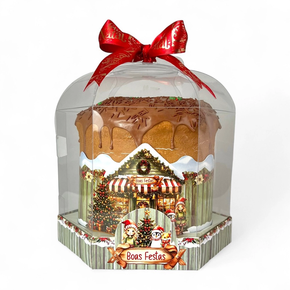10 Caixas para Panetone de 500g Vitrine - Coleção A Magia do Natal.Natal -2025