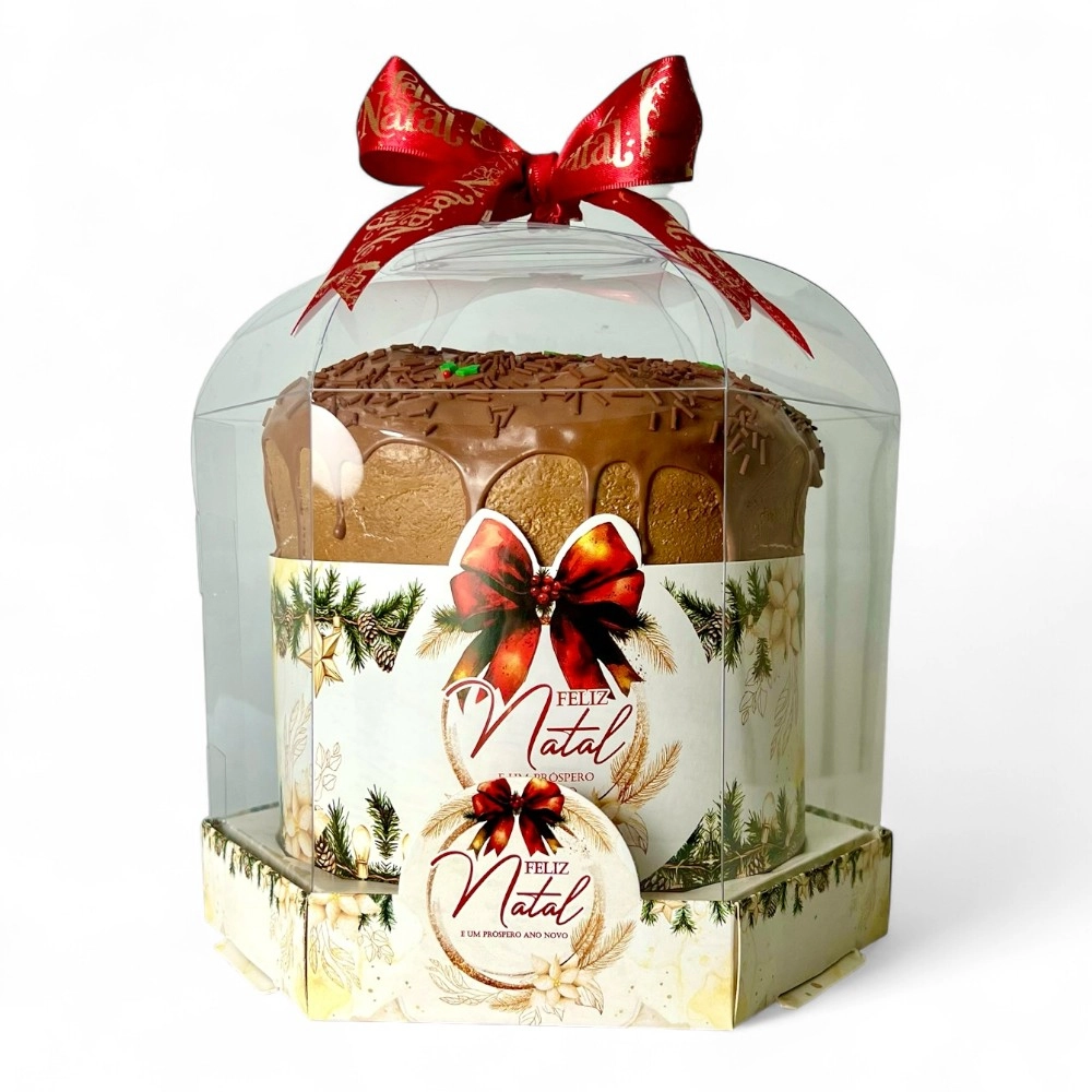 10 Caixas para Panetone de 500g Vitrine - Coleção Natal e poesia.