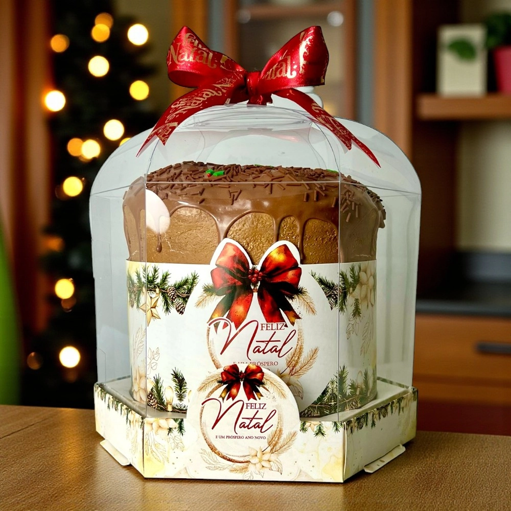 10 Caixas para Panetone de 500g Vitrine - Coleção Natal e poesia.