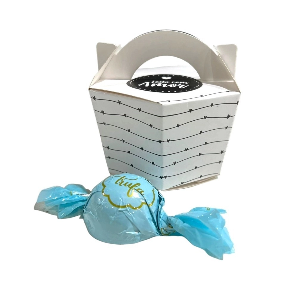 10 Caixas para Trufas - feito com amor - Branco 