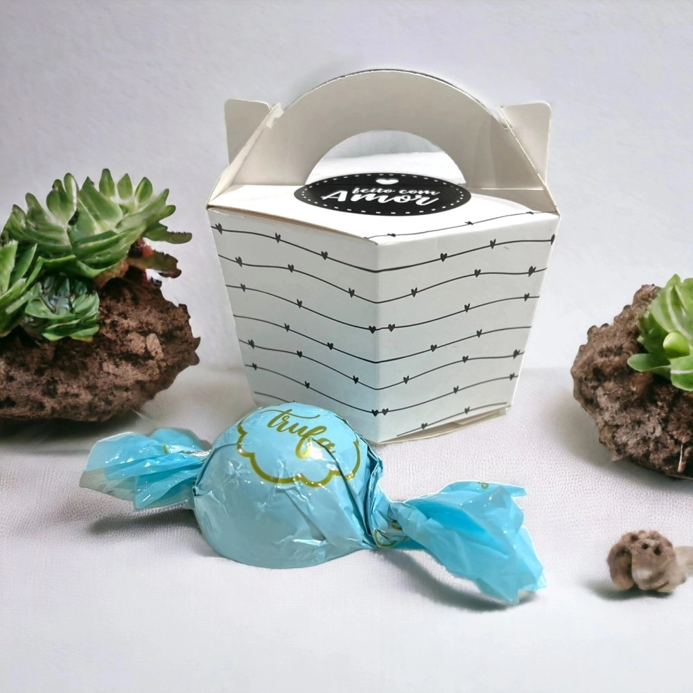 10 Caixas para Trufas - feito com amor - Branco 