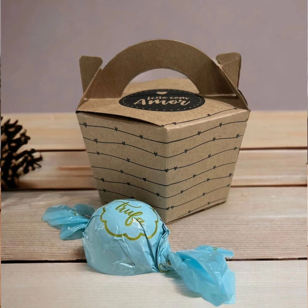 10 Caixas para Trufas - feito com amor - Kraft