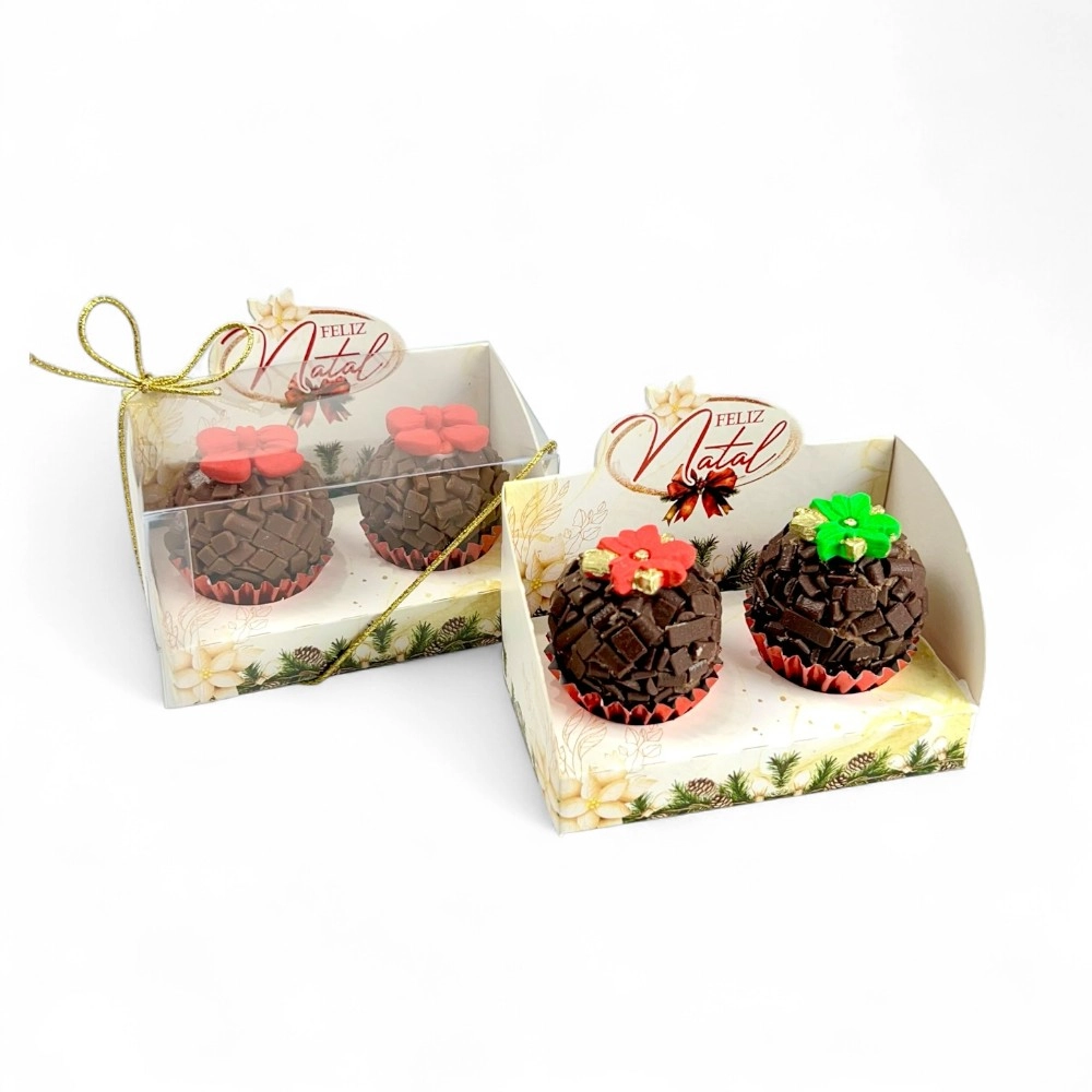 10 Caixas Vitrine para 2 brigadeiros - Coleção Natal em Poesia - Natal 2025