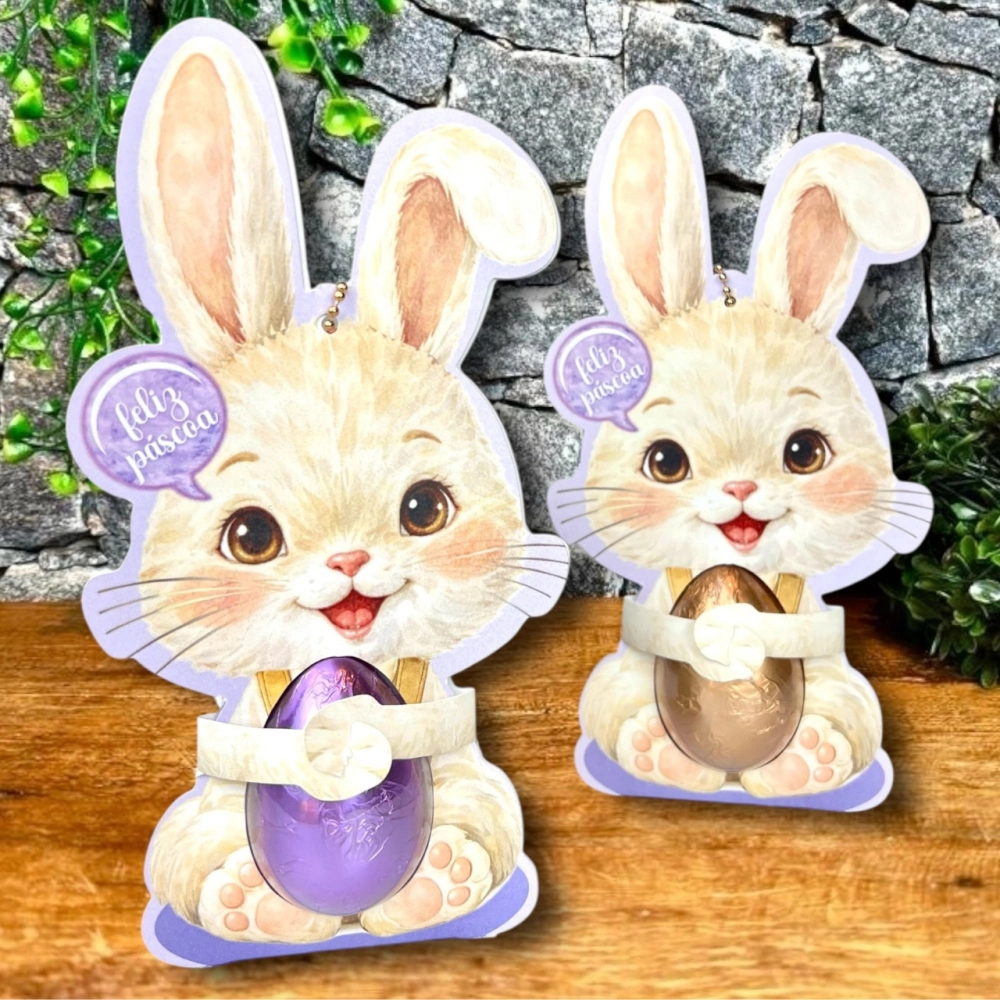 10 Coelhos Abraçando Ovinho de 30g - Páscoa 2026