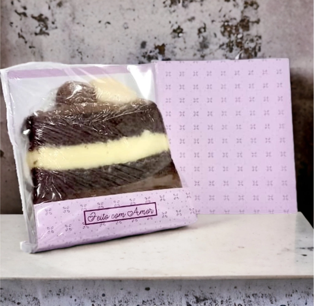 10 Emb. Completas para Slice Cake: Base + Papel Barreira + Celofane - Candy Color - Cor FRAMBOESA