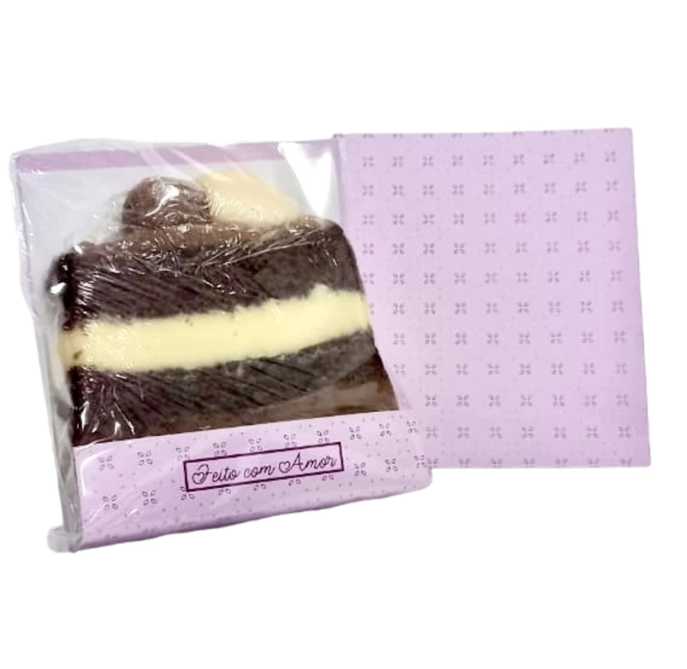 10 Emb. Completas para Slice Cake: Base + Papel Barreira + Celofane - Candy Color - Cor FRAMBOESA