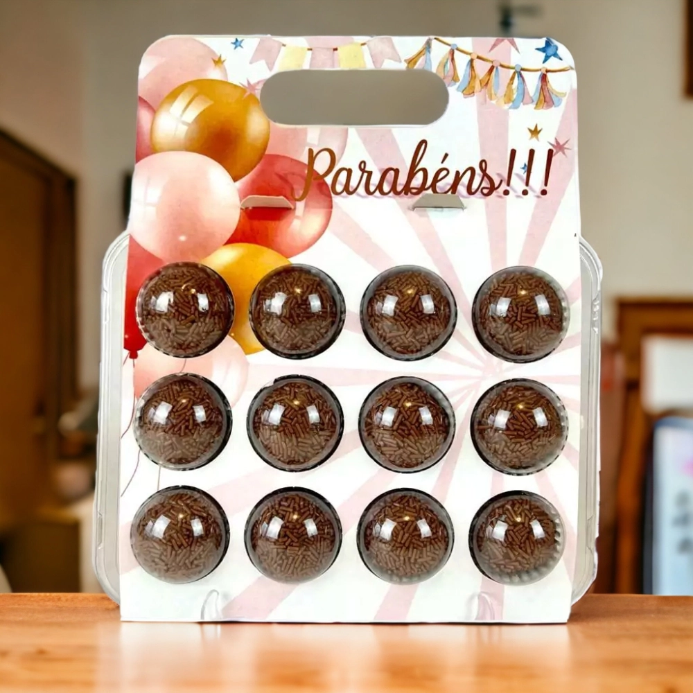 10 Embalagens BRIGPACK para 12 brigadeiros - Bexigas