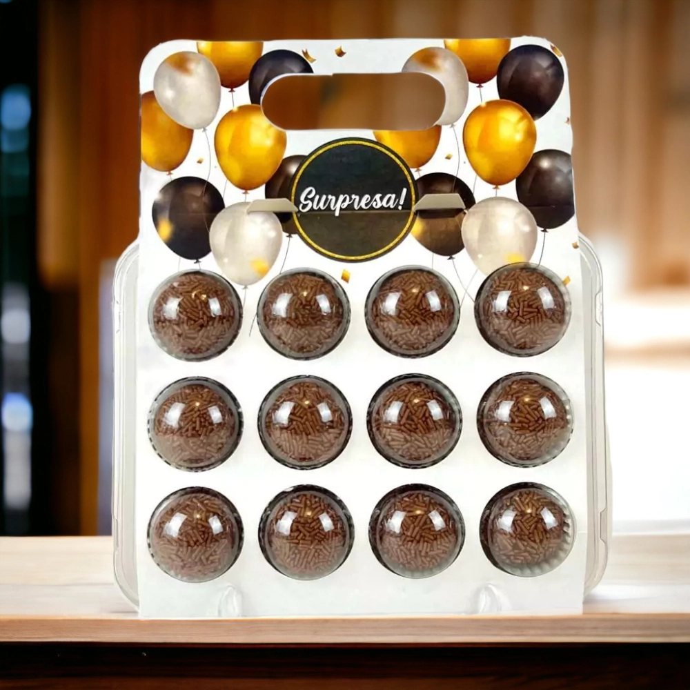10 Embalagens BRIGPACK para 12 brigadeiros - Surpresa