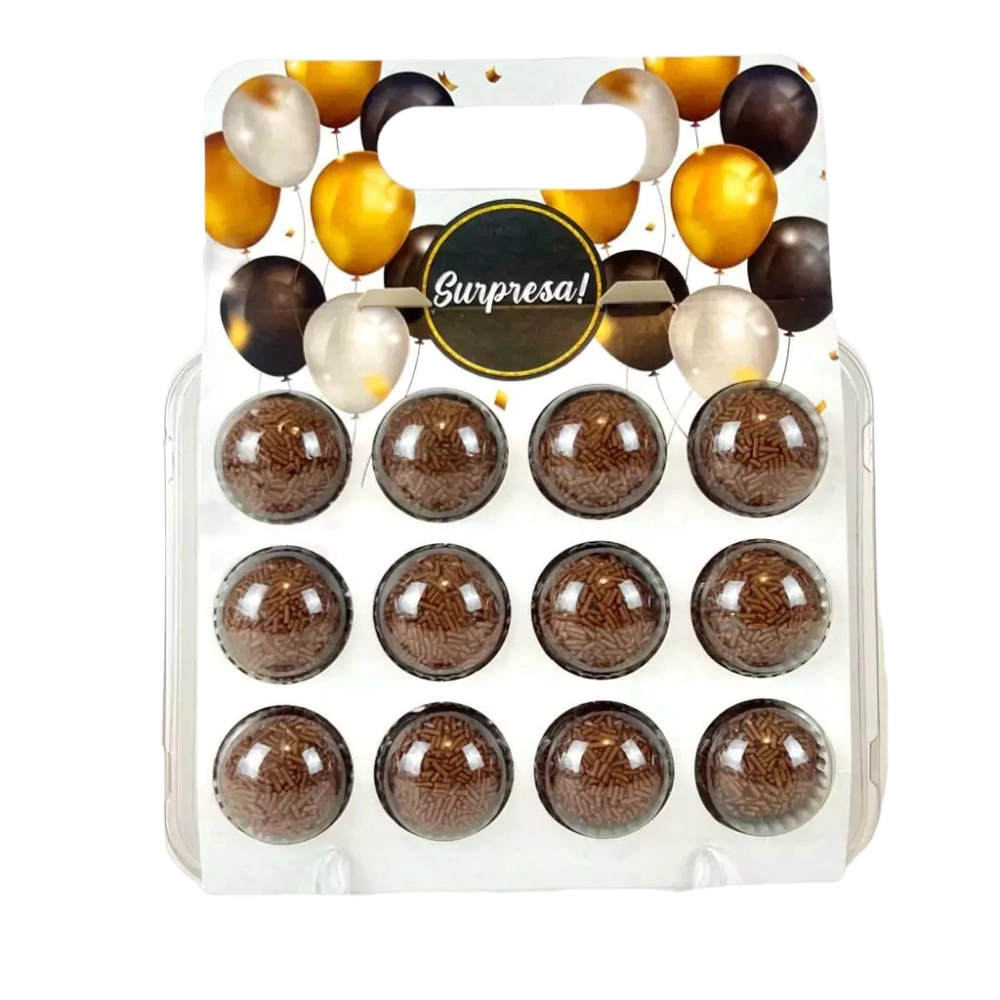 10 Embalagens BRIGPACK para 12 brigadeiros - Surpresa
