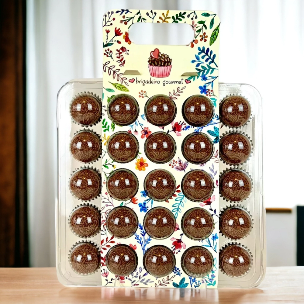 10 Embalagens BRIGPACK para 25 brigadeiros - Floral