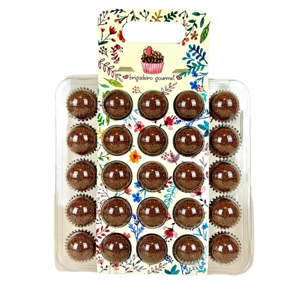 10 Embalagens BRIGPACK para 25 brigadeiros - Floral
