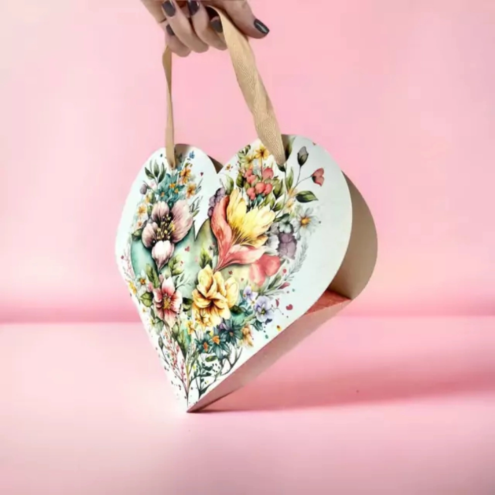 10 Embalagens (Sacolas) de Coração - Flores
