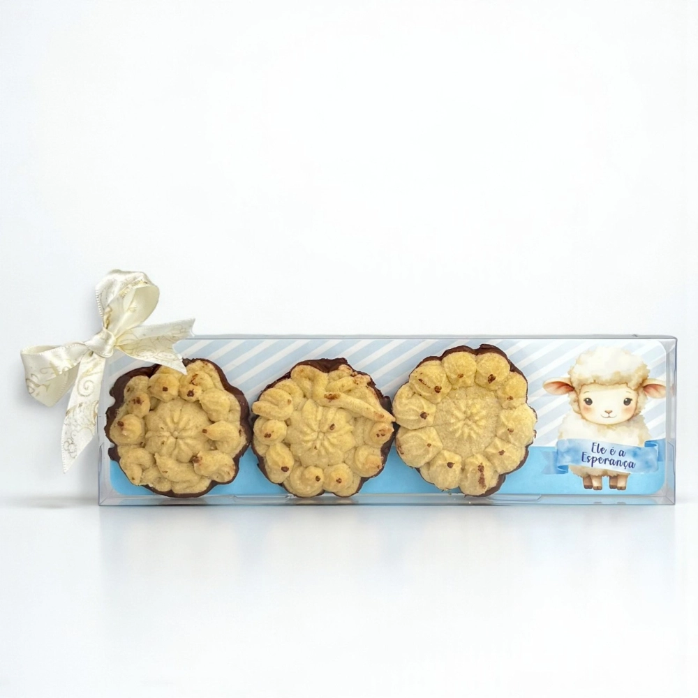 10 Embalagens Tirinha de Biscoito - Coleção Cristã - Cordeiro - Natal 2025
