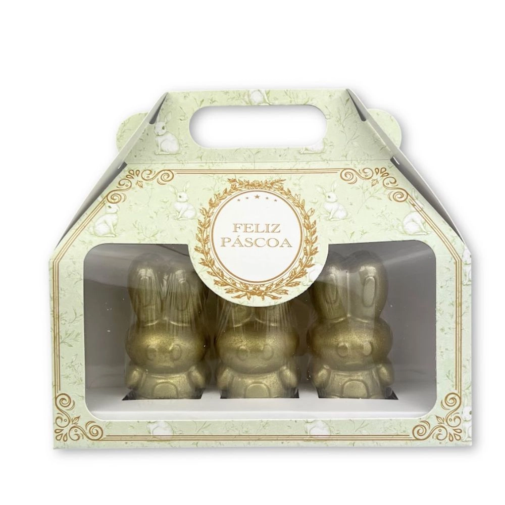 10 Maletinhas para 3 Coelhos de 50g - Coleção RELÍQUIA - Páscoa 2025