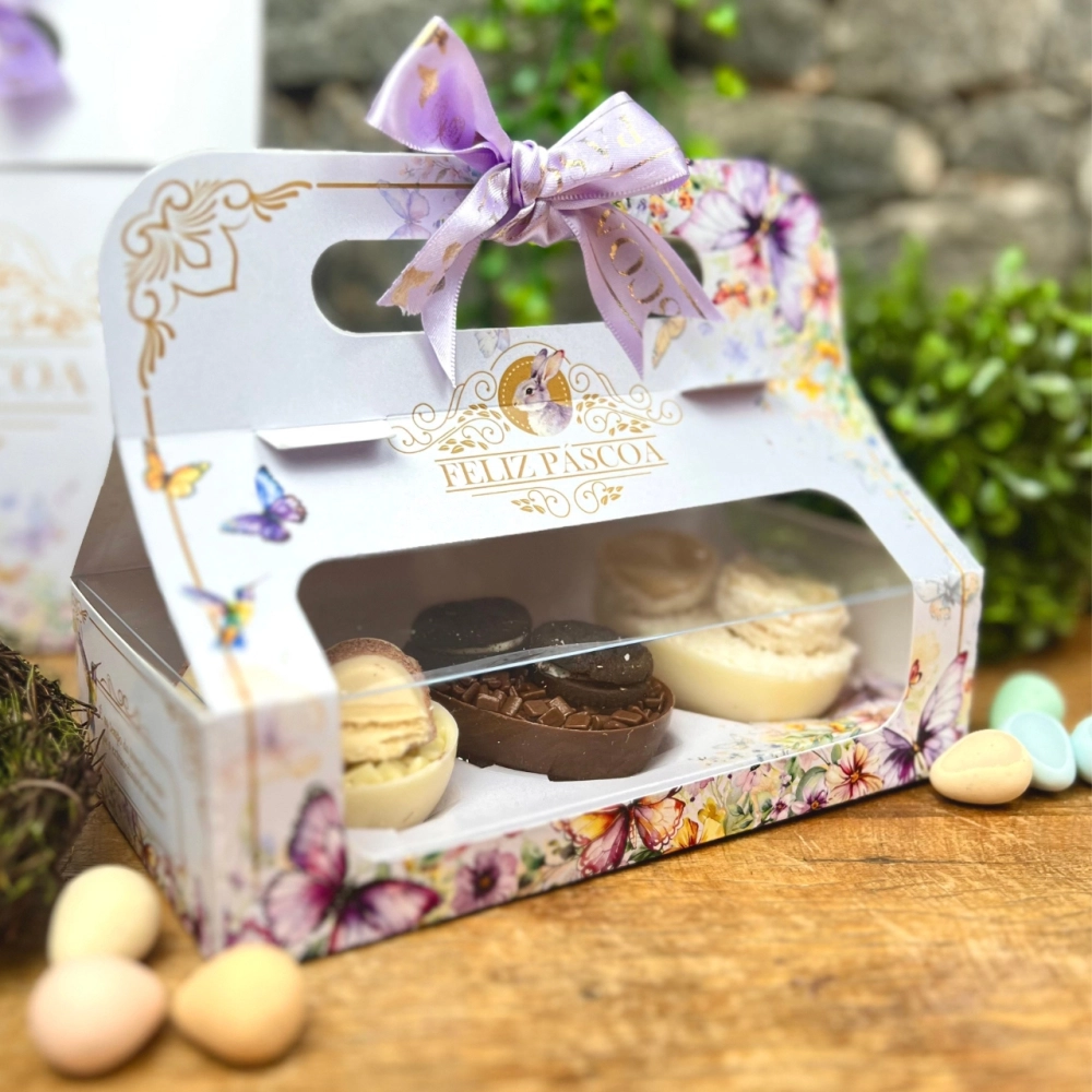 10 Maletinhas para 3 Ovos de Colher de 50g - Coleção Páscoa da Transformação