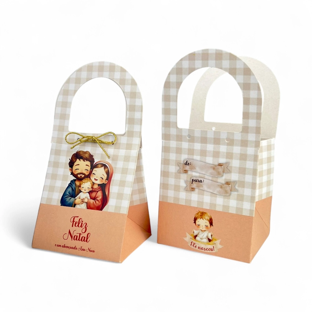 10 Mini Sacolinhas - Coleção Cristã - Sagrada Família - Natal 2025